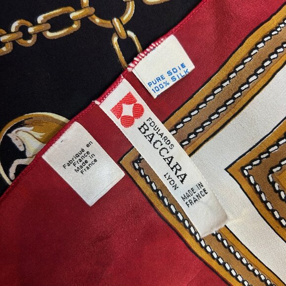 Foulards Pierre Baccara Vintage Equestrian 100% Silk Lyon Rectangular Scarf - Picture 6 of 10